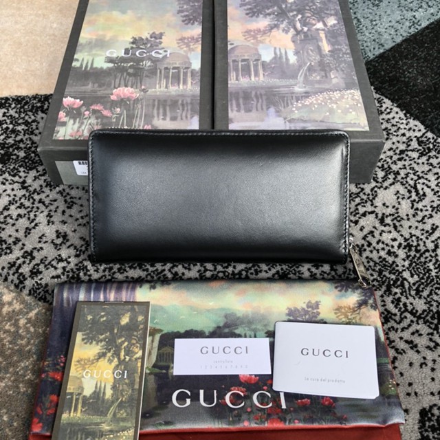 Gucci經典款錢夾錢包 597676 古馳單拉長皮夾 Gucci字母精美刺繡圖案 Gucci男士長錢包  gqy3730